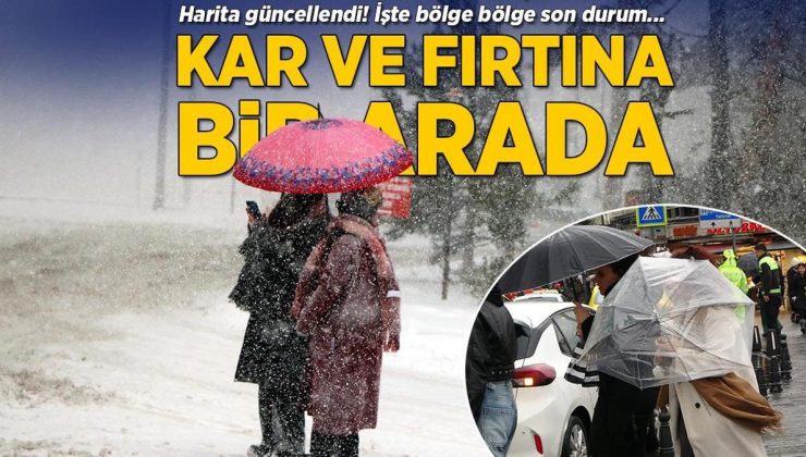 Son dakika… Meteoroloji haritayı güncelledi! Kar, fırtına, sağanak bir arada
