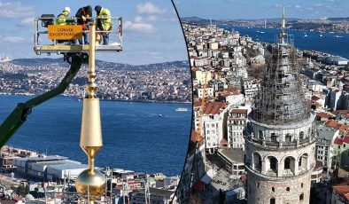 Galata Kulesi’nde nefes kesen an! 5 saat sürdü tam 270 kilo