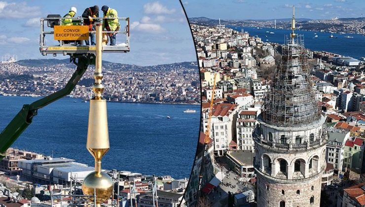 Galata Kulesi’nde nefes kesen an! 5 saat sürdü tam 270 kilo